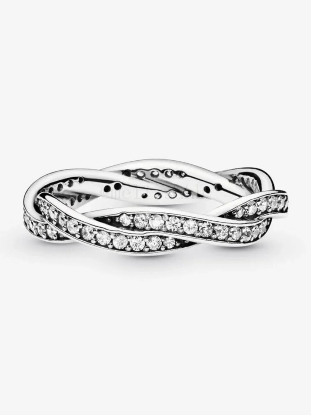 Pandora Silver Twisted Pavé Ring - White